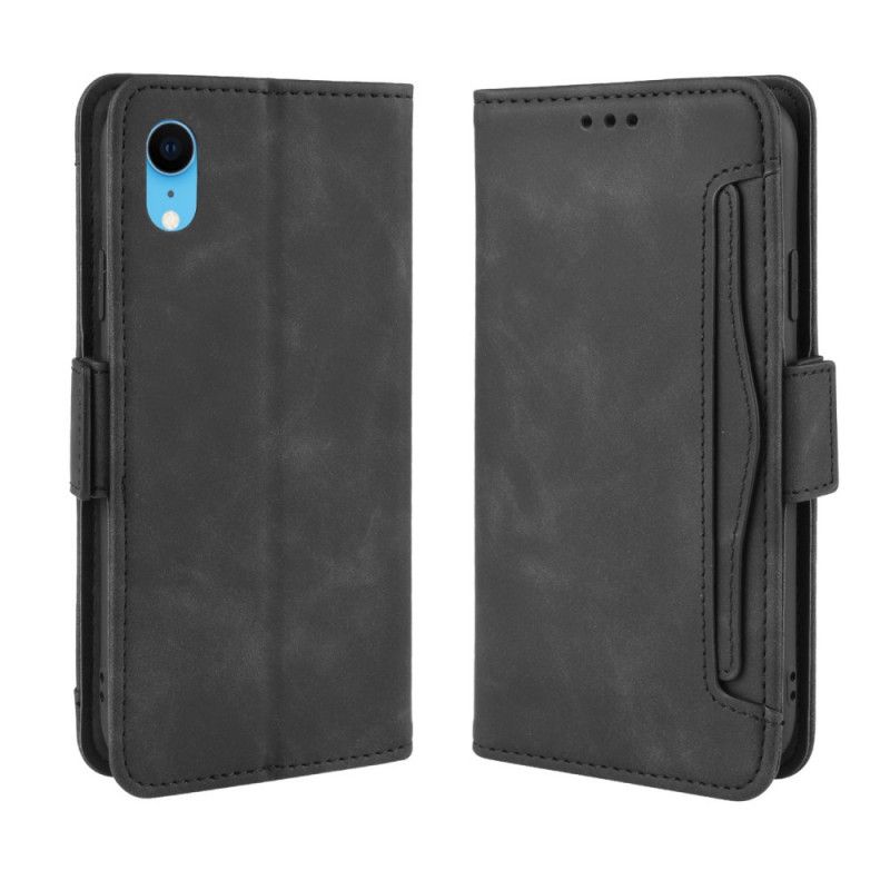 Leren Hoesje voor iPhone XR Rood Zwart Eersteklas Multikaart