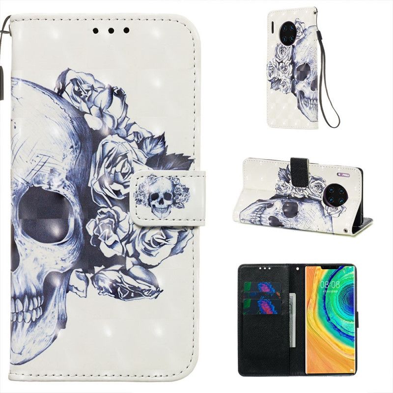 Bescherming Hoesje Huawei Mate 30 Pro Telefoonhoesje Gebloemde Schedel