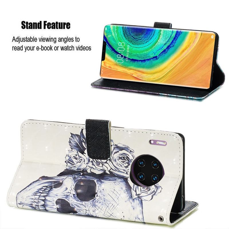 Bescherming Hoesje Huawei Mate 30 Pro Telefoonhoesje Gebloemde Schedel