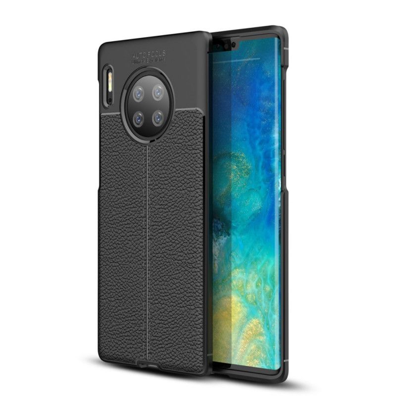 Case Hoesje Huawei Mate 30 Pro Rood Zwart Telefoonhoesje Dubbellijns Lychee Leereffect