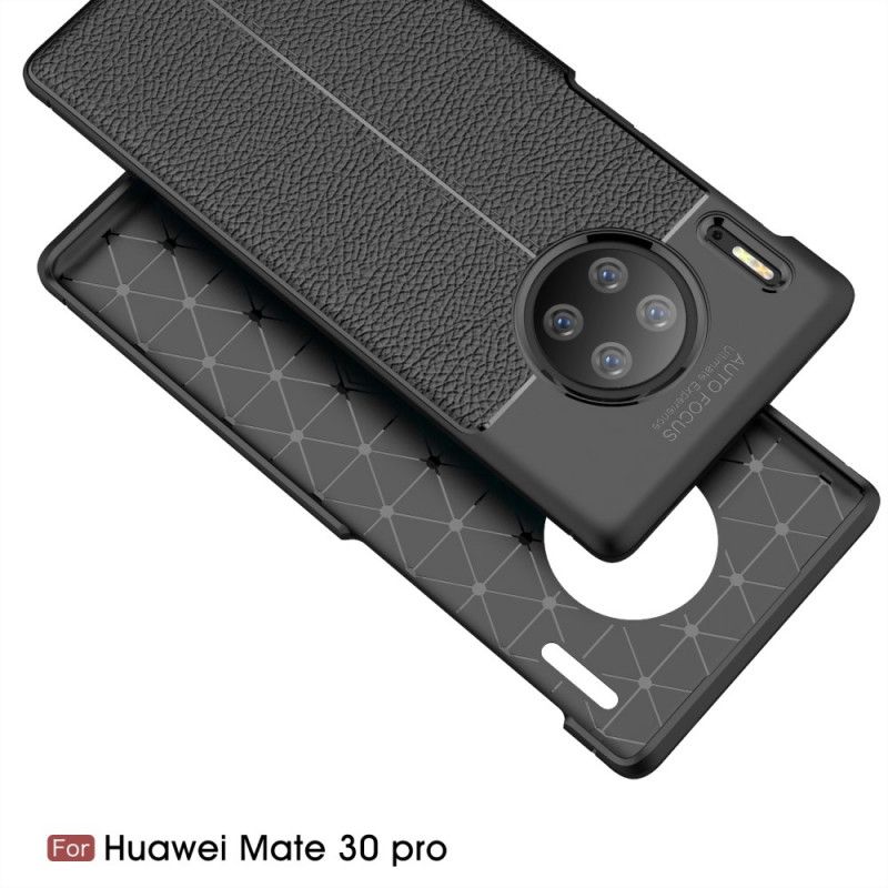 Case Hoesje Huawei Mate 30 Pro Rood Zwart Telefoonhoesje Dubbellijns Lychee Leereffect