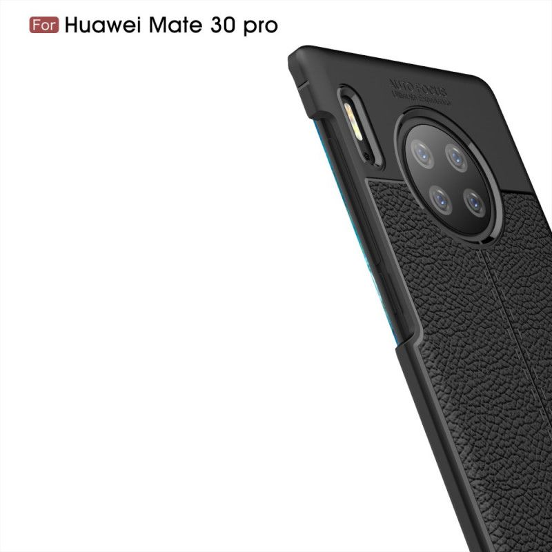 Case Hoesje Huawei Mate 30 Pro Rood Zwart Telefoonhoesje Dubbellijns Lychee Leereffect