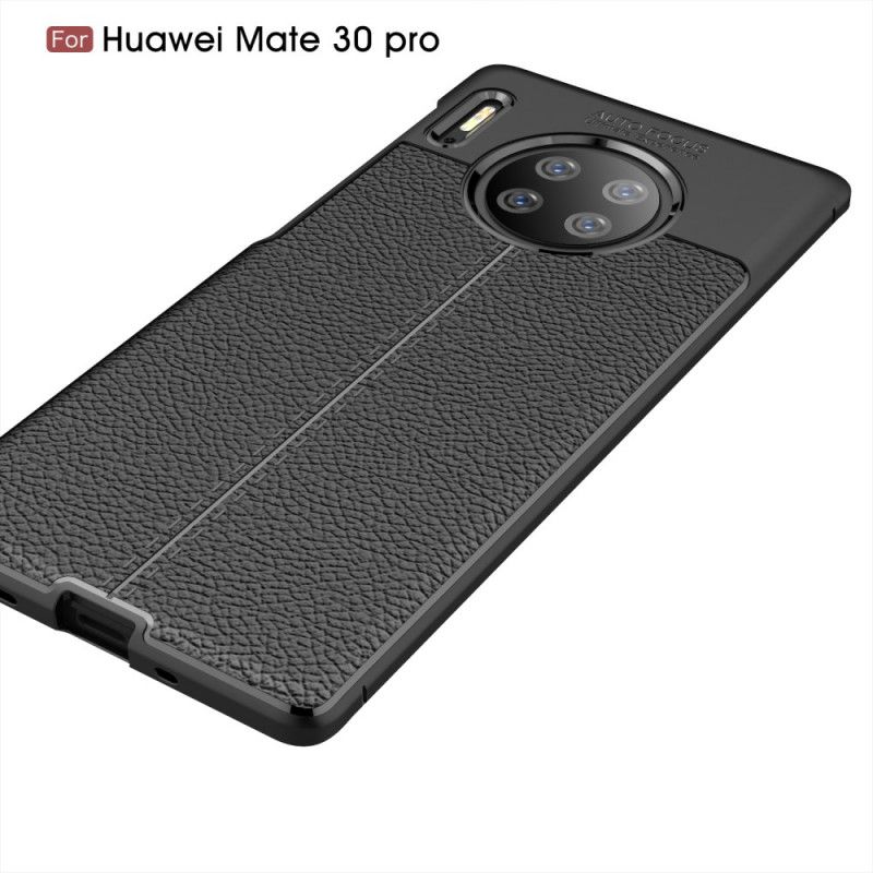 Case Hoesje Huawei Mate 30 Pro Rood Zwart Telefoonhoesje Dubbellijns Lychee Leereffect