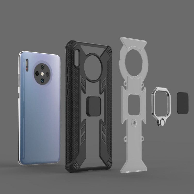 Case Hoesje Huawei Mate 30 Pro Rood Zwart Telefoonhoesje Krijger Met Ring