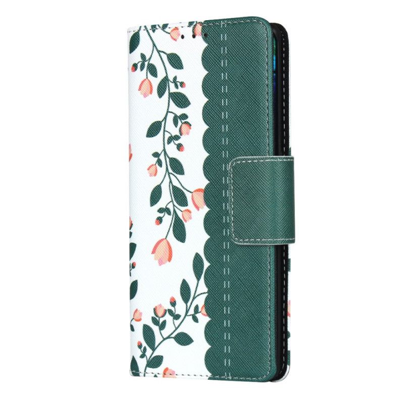 Cover Folio-hoesje Huawei Mate 30 Pro Groen Magenta Telefoonhoesje String Roosjes