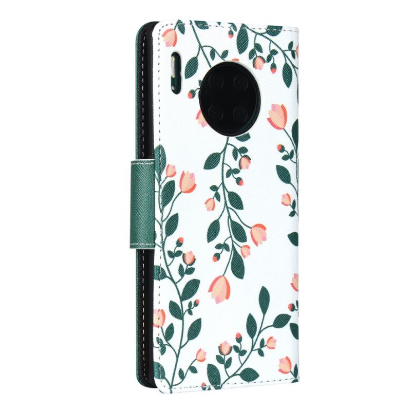 Cover Folio-hoesje Huawei Mate 30 Pro Groen Magenta Telefoonhoesje String Roosjes