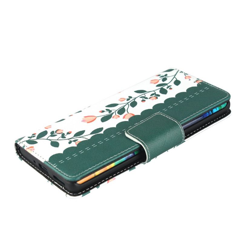 Cover Folio-hoesje Huawei Mate 30 Pro Groen Magenta Telefoonhoesje String Roosjes