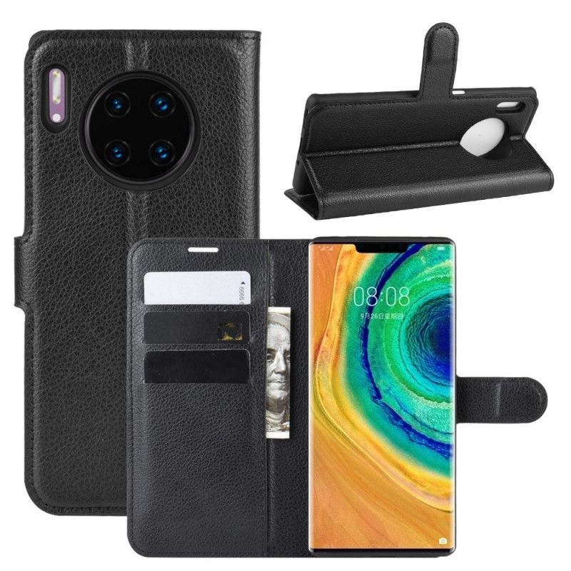 Cover Folio-hoesje Huawei Mate 30 Pro Wit Zwart Telefoonhoesje Klassiek