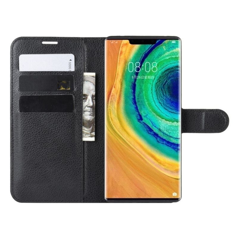 Cover Folio-hoesje Huawei Mate 30 Pro Wit Zwart Telefoonhoesje Klassiek