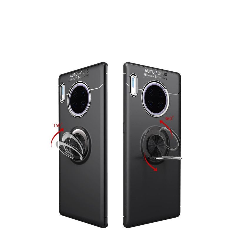 Cover Hoesje Huawei Mate 30 Pro Rood Zwart Telefoonhoesje Roterende Ring