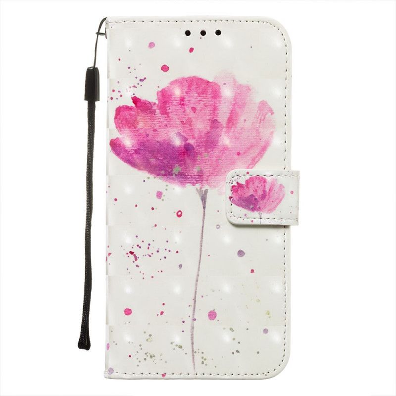 Flip Case Leren Huawei Mate 30 Pro Aquarel Klaproos