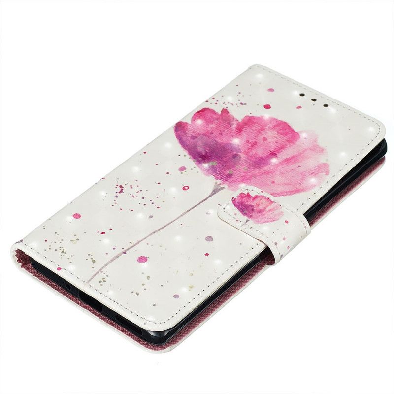 Flip Case Leren Huawei Mate 30 Pro Aquarel Klaproos