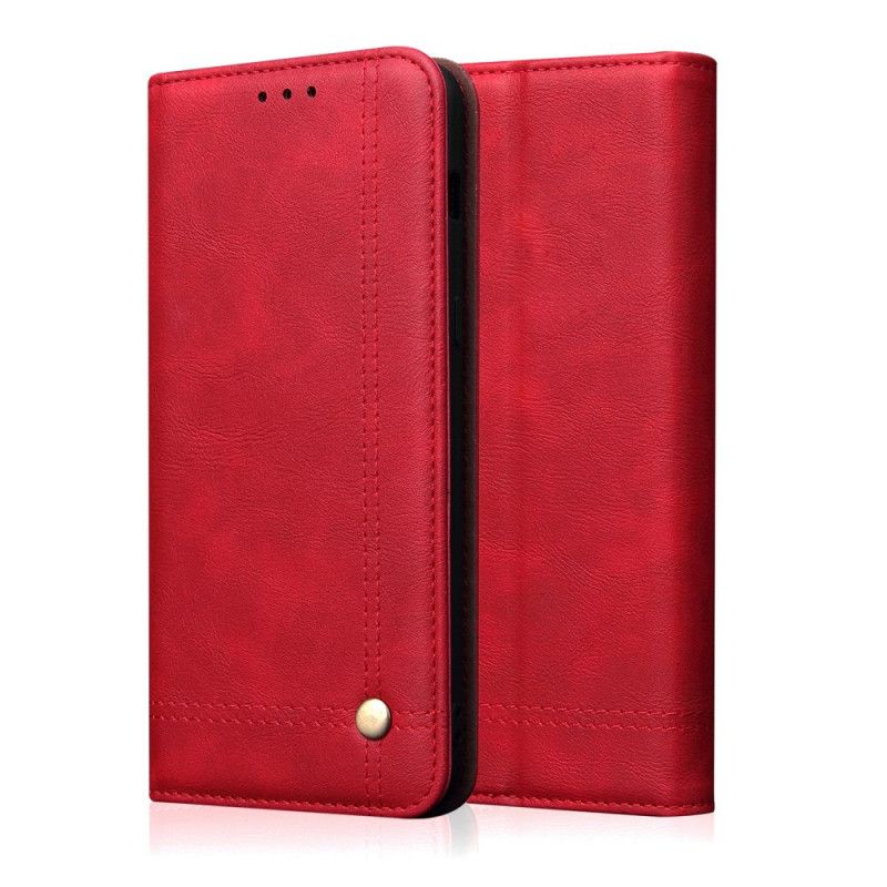 Folio-hoesje Huawei Mate 30 Pro Rood Zwart Gestikt Leereffect