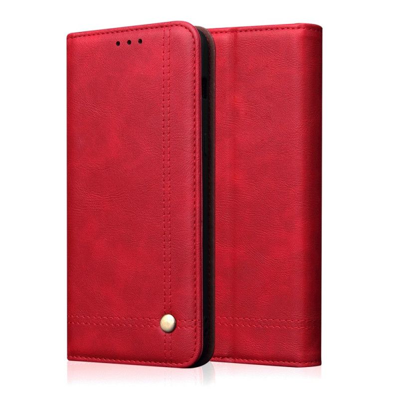 Folio-hoesje Huawei Mate 30 Pro Rood Zwart Gestikt Leereffect