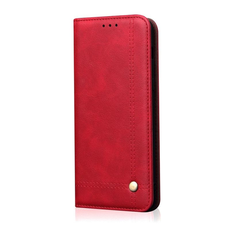 Folio-hoesje Huawei Mate 30 Pro Rood Zwart Gestikt Leereffect