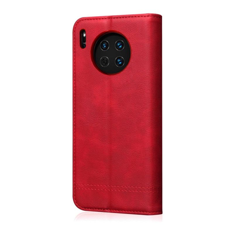 Folio-hoesje Huawei Mate 30 Pro Rood Zwart Gestikt Leereffect