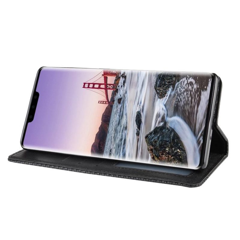 Folio-hoesje Huawei Mate 30 Pro Rood Zwart Gestileerd Vintage Leereffect
