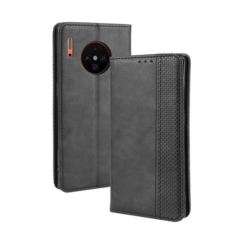 Folio-hoesje Huawei Mate 30 Pro Rood Zwart Gestileerd Vintage Leereffect