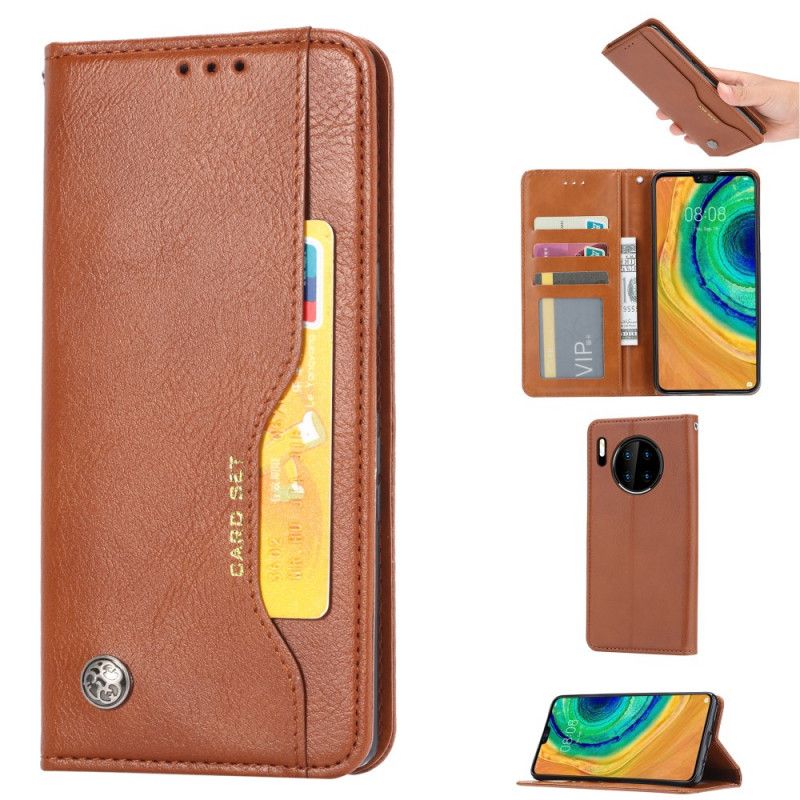 Folio-hoesje Huawei Mate 30 Pro Rood Zwart Kaarthouder Van Imitatieleer