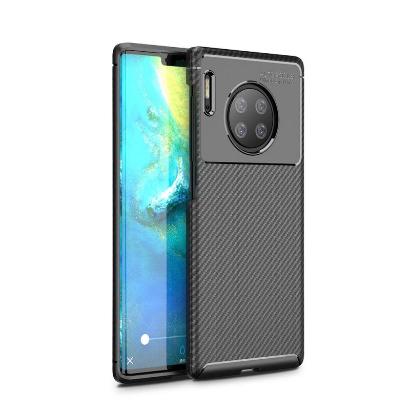 Hoesje Huawei Mate 30 Pro Donkerblauw Zwart Flexibele Koolstofvezeltextuur