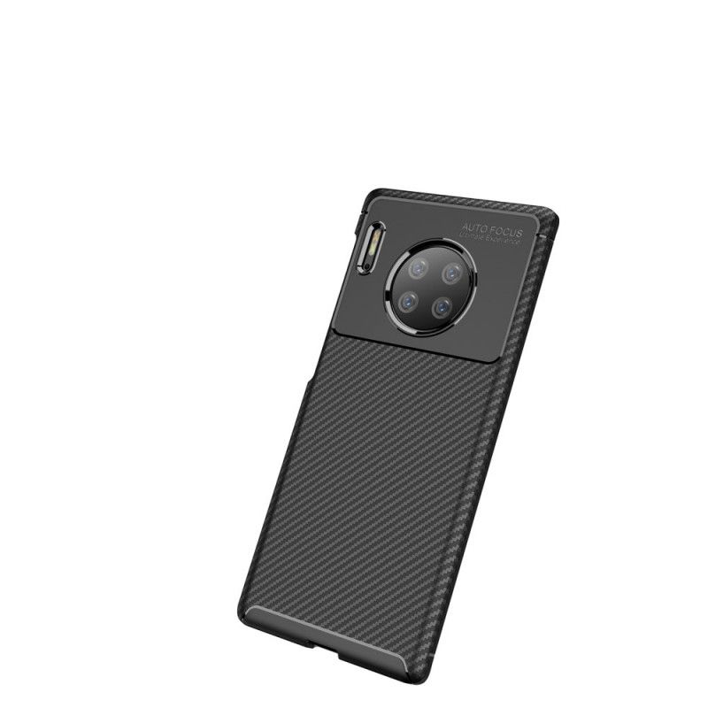 Hoesje Huawei Mate 30 Pro Donkerblauw Zwart Flexibele Koolstofvezeltextuur