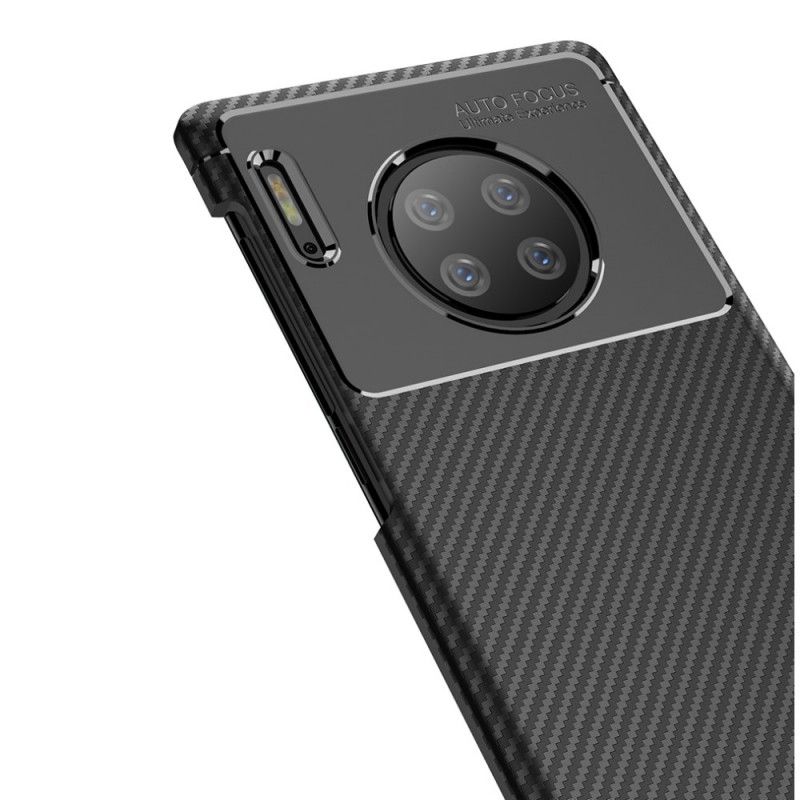 Hoesje Huawei Mate 30 Pro Donkerblauw Zwart Flexibele Koolstofvezeltextuur