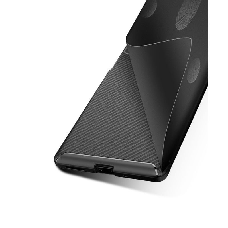 Hoesje Huawei Mate 30 Pro Donkerblauw Zwart Flexibele Koolstofvezeltextuur