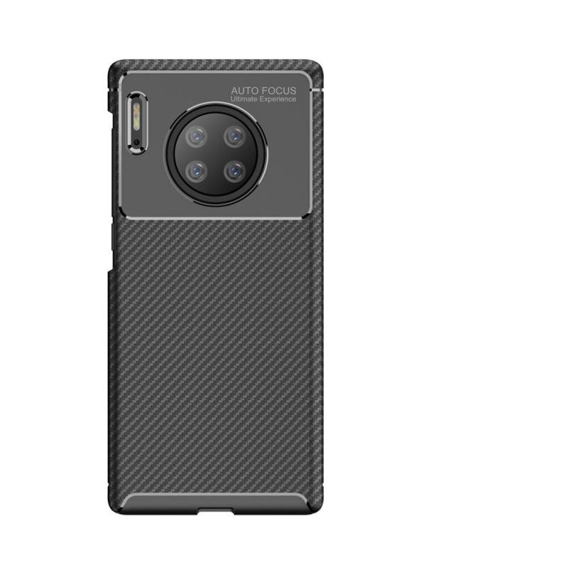 Hoesje Huawei Mate 30 Pro Donkerblauw Zwart Flexibele Koolstofvezeltextuur