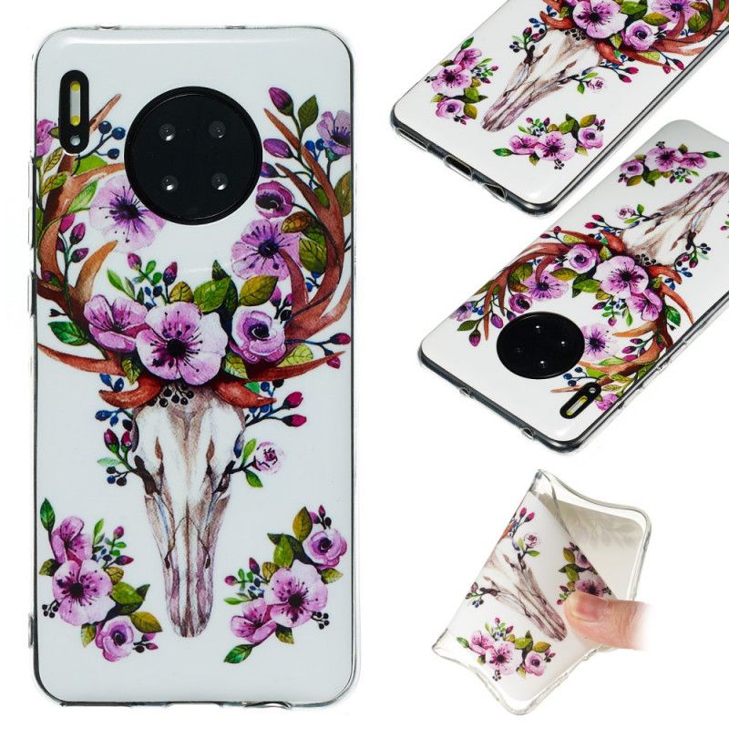 Hoesje Huawei Mate 30 Pro Eland Met Fluorescerende Bloemen