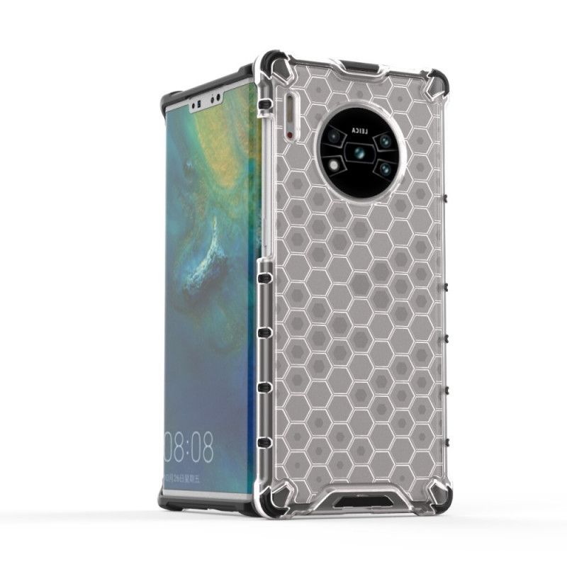 Hoesje Huawei Mate 30 Pro Wit Zwart Honingraatstijl