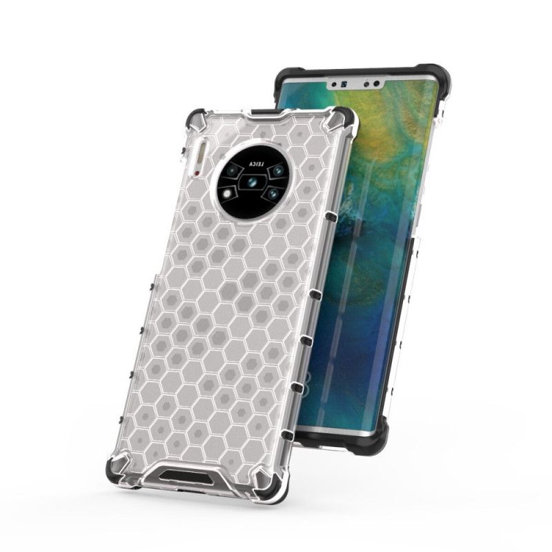Hoesje Huawei Mate 30 Pro Wit Zwart Honingraatstijl