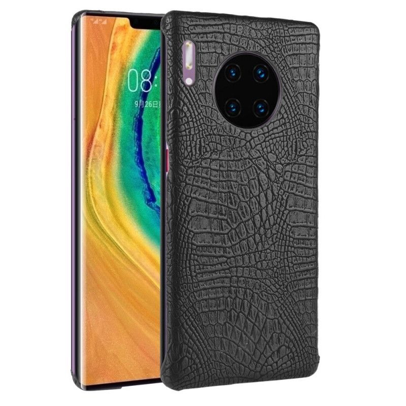 Hoesje Huawei Mate 30 Pro Wit Zwart Krokodillenhuidstijl