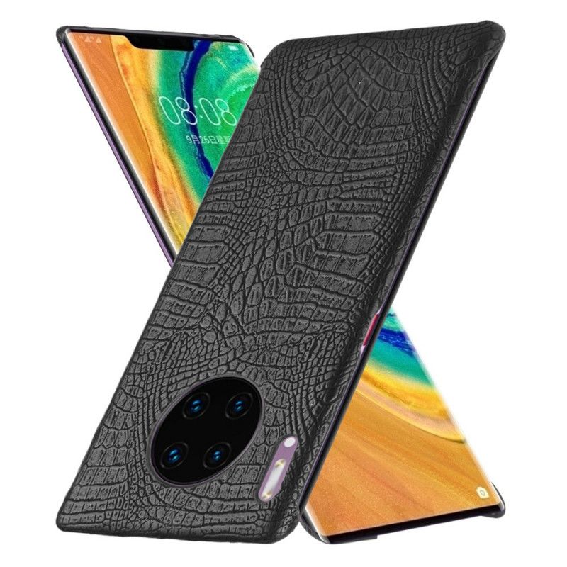 Hoesje Huawei Mate 30 Pro Wit Zwart Krokodillenhuidstijl