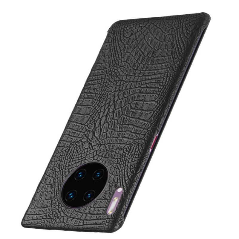 Hoesje Huawei Mate 30 Pro Wit Zwart Krokodillenhuidstijl