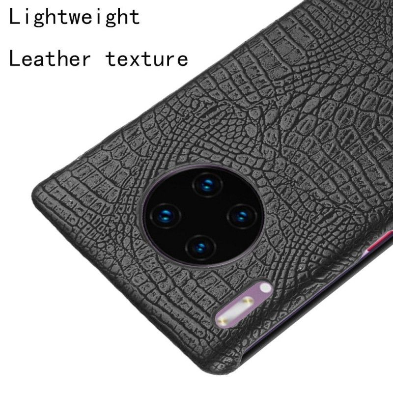Hoesje Huawei Mate 30 Pro Wit Zwart Krokodillenhuidstijl