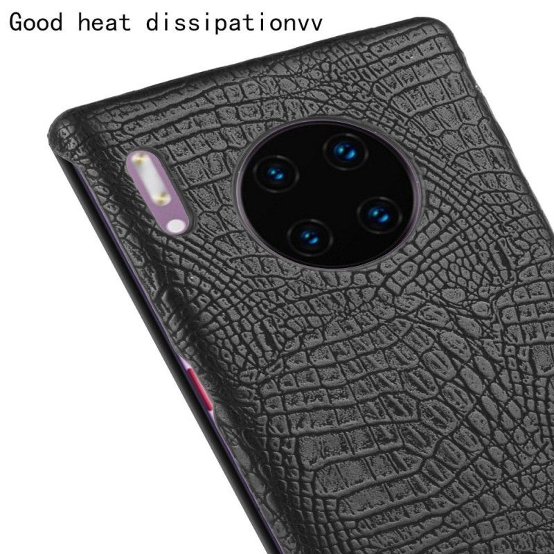 Hoesje Huawei Mate 30 Pro Wit Zwart Krokodillenhuidstijl
