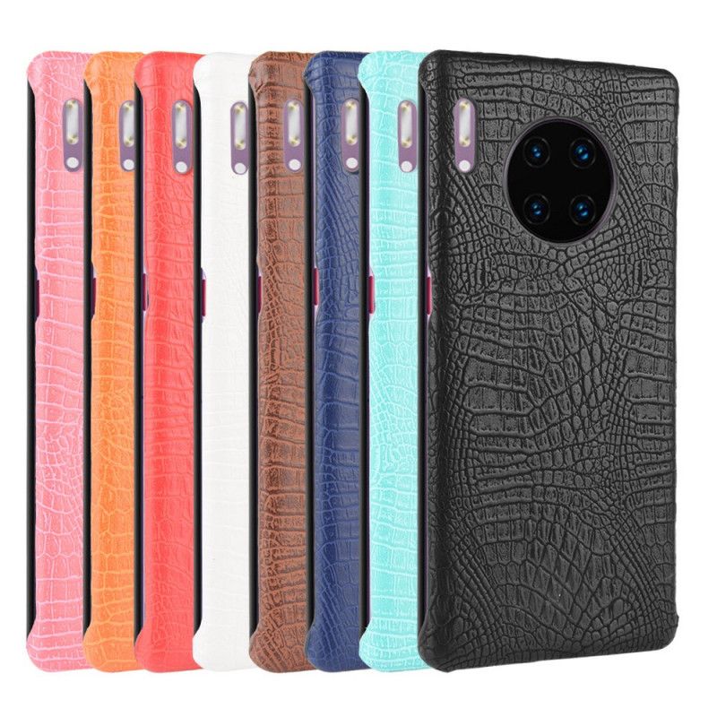 Hoesje Huawei Mate 30 Pro Wit Zwart Krokodillenhuidstijl