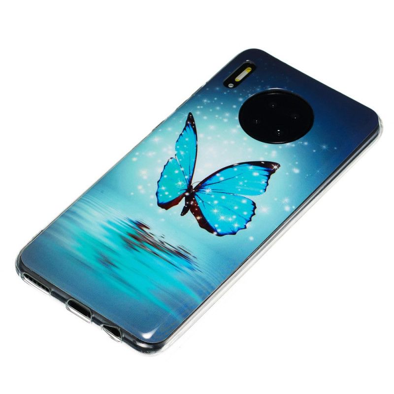 Hoesje voor Huawei Mate 30 Pro Fluorescerende Blauwe Vlinder