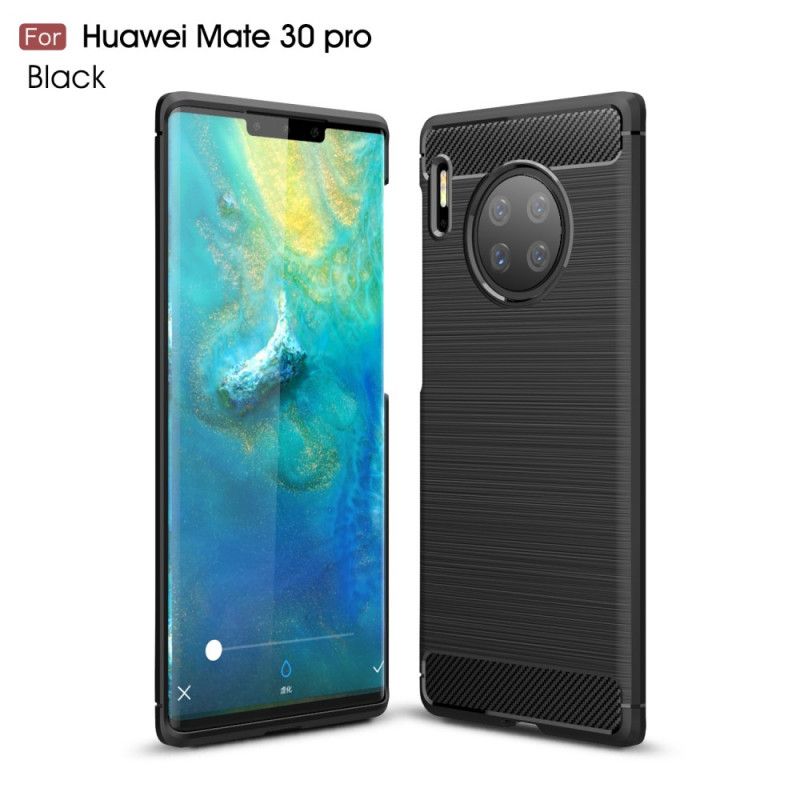 Hoesje voor Huawei Mate 30 Pro Rood Zwart Geborsteld Koolstofvezel