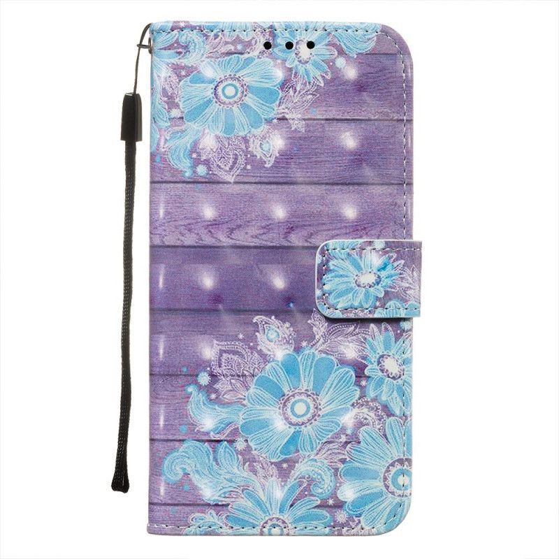 Leren Hoesje Huawei Mate 30 Pro Blauwe Bloemen