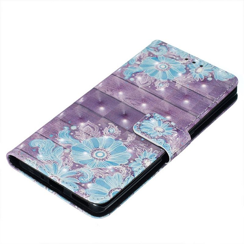 Leren Hoesje Huawei Mate 30 Pro Blauwe Bloemen