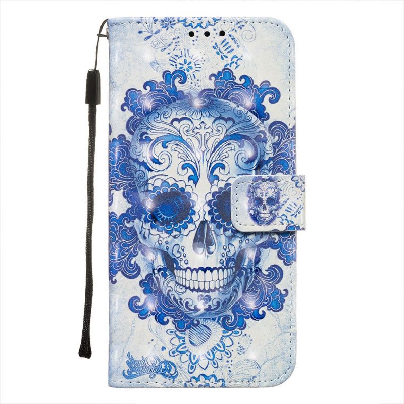 Leren Hoesje voor Huawei Mate 30 Pro Blauwe Schedel