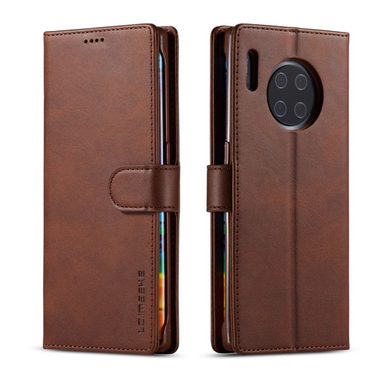 Leren Hoesje voor Huawei Mate 30 Pro Grijs Zwart Lc.Imeeke Leereffect