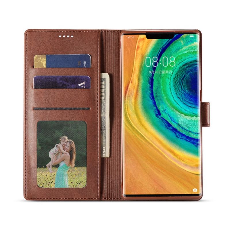 Leren Hoesje voor Huawei Mate 30 Pro Grijs Zwart Lc.Imeeke Leereffect