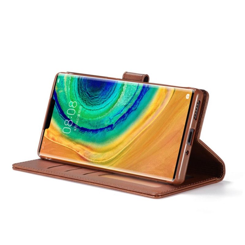 Leren Hoesje voor Huawei Mate 30 Pro Grijs Zwart Lc.Imeeke Leereffect