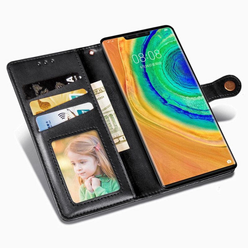 Leren Hoesje voor Huawei Mate 30 Pro Groen Kunstleer En Vintage Sluiting
