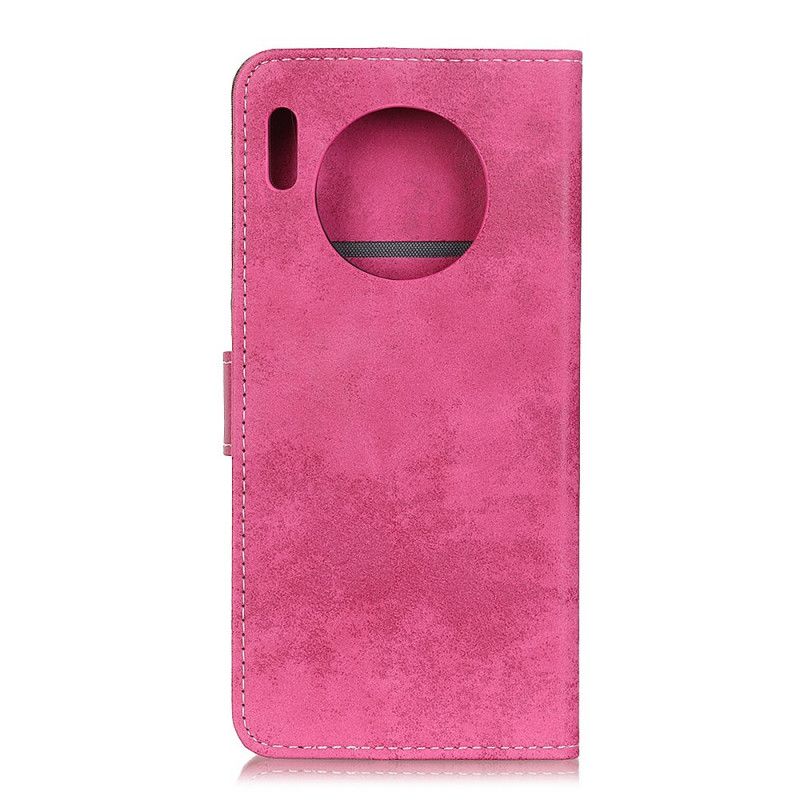 Leren Hoesje voor Huawei Mate 30 Pro Magenta Grijs Vintage Kunstleer