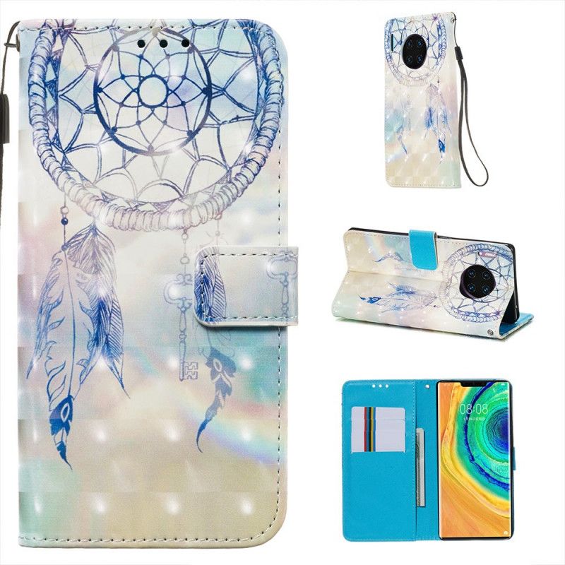 Leren Hoesje voor Huawei Mate 30 Pro Rood Wit Aquarel Dromenvanger