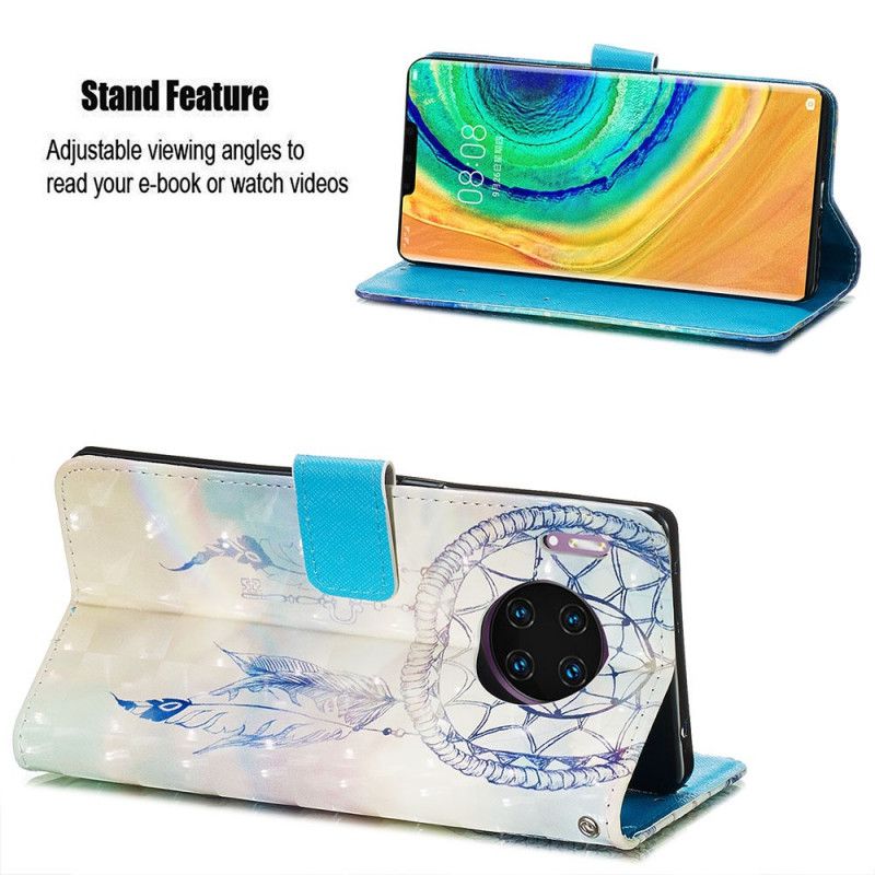 Leren Hoesje voor Huawei Mate 30 Pro Rood Wit Aquarel Dromenvanger