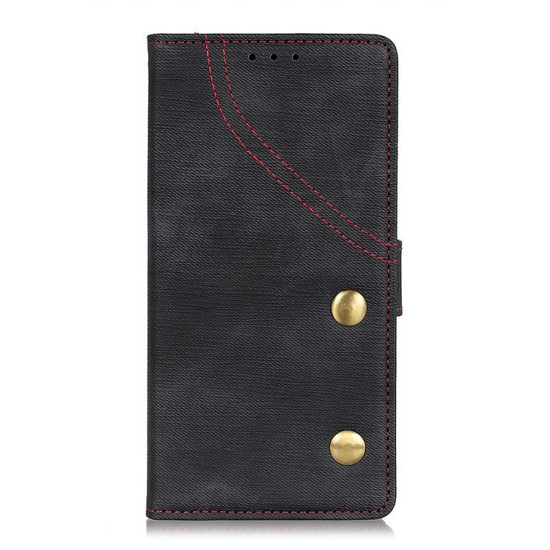 Leren Hoesje voor Huawei Mate 30 Pro Rood Zwart Jeansknopen